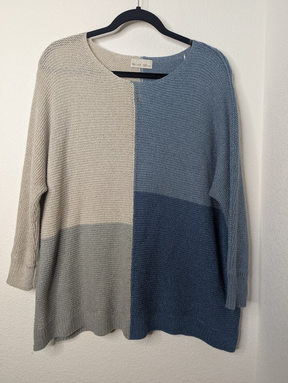 Be Cool Women's Patchwork Knit Sweater M/L Cottagecore Colorblock Chic *READ